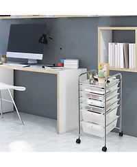 Gouun 6-Drawer Rolling Storage Cart Organizer Clear Drawers Casters