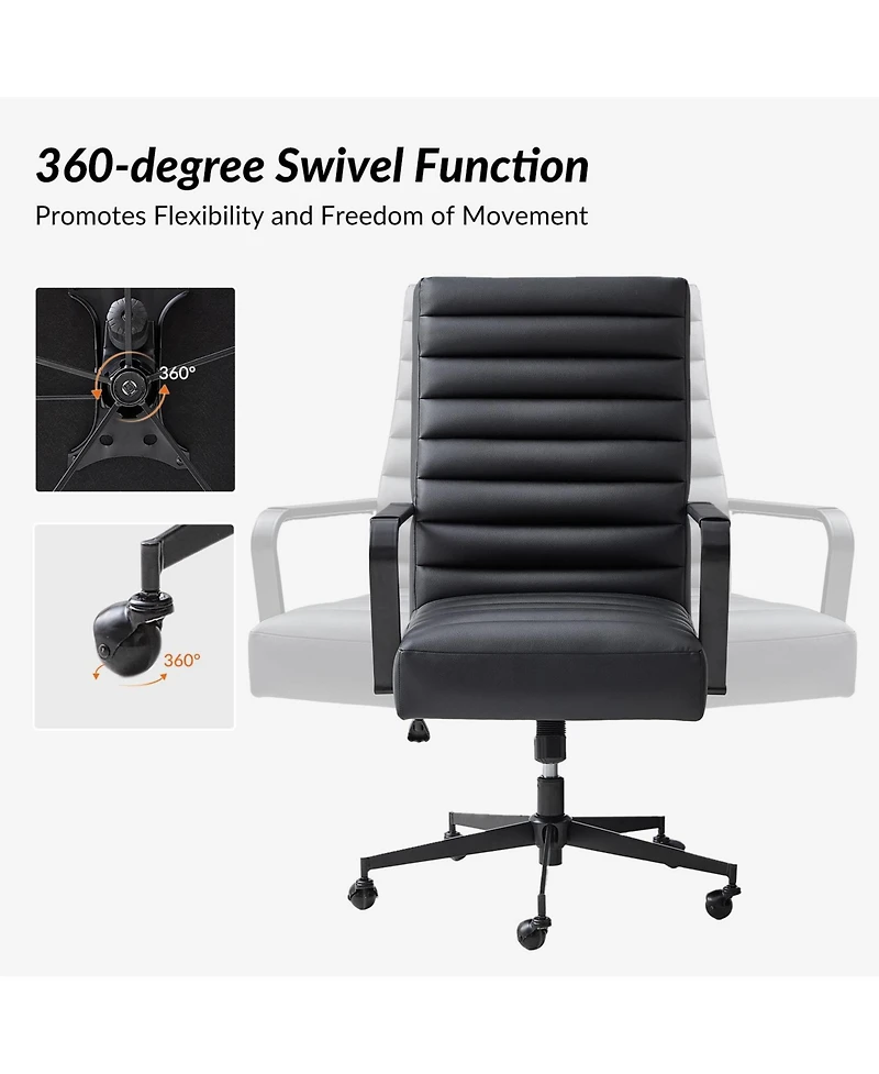 Hulala Home Anagrace Martha Modern Industrial Simple Assemble Faux Leather Swivel Tilting Office Chair with High Back