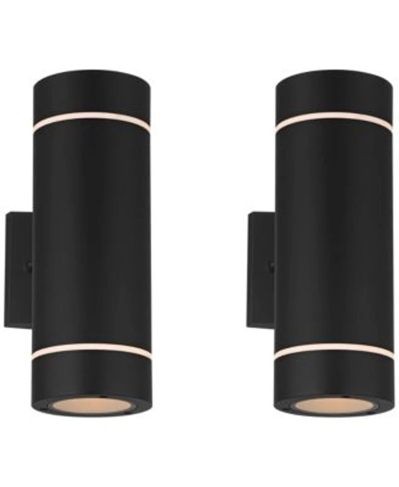 Possini Euro Design Wynnsboro High Modern Outdoor Wall Light Fixture Mount Porch House Up/Down Set of 2 Aluminum