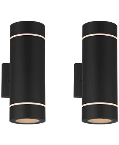 Possini Euro Design Wynnsboro High Modern Outdoor Wall Light Fixture Mount Porch House Up/Down Set of 2 Aluminum