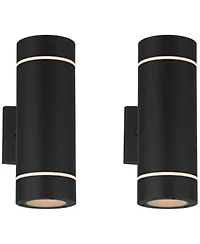 Possini Euro Design Wynnsboro High Modern Outdoor Wall Light Fixture Mount Porch House Up/Down Set of 2 Aluminum