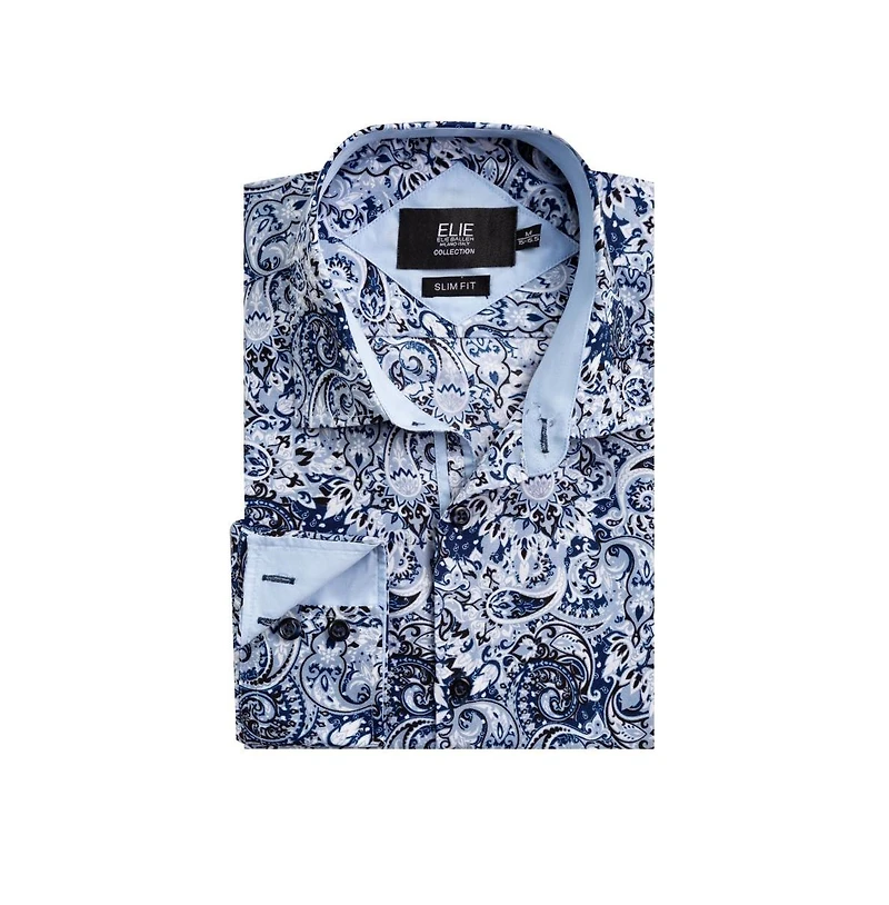 Elie Balleh Men's Slim Fit Stylish Paisley Print Shirt