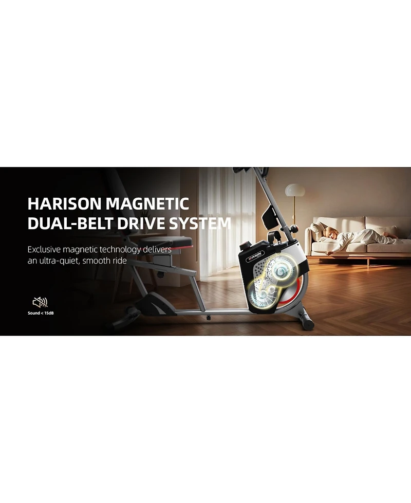 Harison Recumbent Exercise Bike, 350 lbs Capacity, Magnetic with Lcd Monitor (Hrm-B50A)