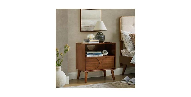 Lucky One Mid Century Nightstand with Charging Station