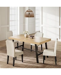 homfan 55 Inch Wood Color Industrial Dining Table Rectangular Heavy Duty Kitchen Table with Metal Legs for 2 to 4, Small Space
