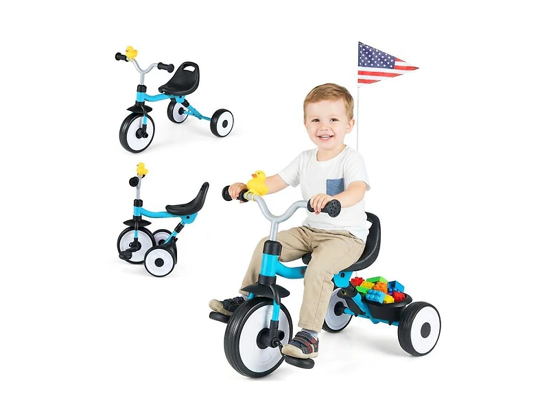 Slickblue Kids Tricycle with Adjustable Seat and Storage Basket