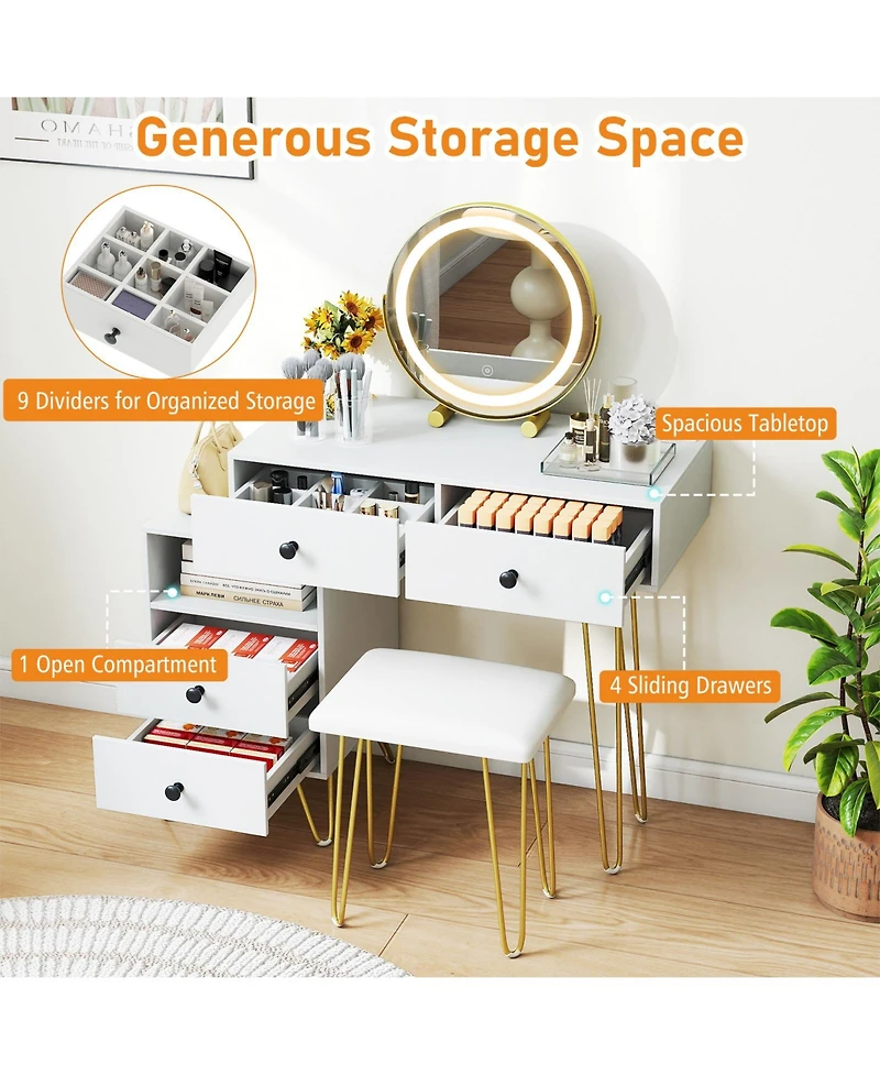 Slickblue Modern Dressing Table with Storage Cabinet and Makeup Organization