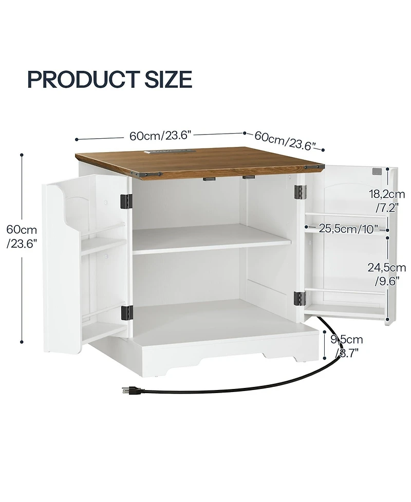 Slickblue Large Farmhouse Nightstand 23.6 Inch with Built-In Charging Station