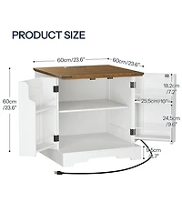 Slickblue Large Farmhouse Nightstand 23.6 Inch with Built-In Charging Station