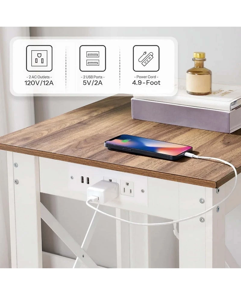 Slickblue 2-Tier Side Table with Usb Ports and Built-In Power Outlets
