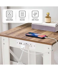 Slickblue 2-Tier Side Table with Usb Ports and Built-In Power Outlets
