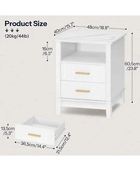 Slickblue Farmhouse 3-Drawer Side Table 23.6 Inch with Charging Station