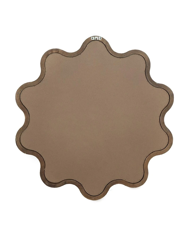 Laoties 31" Decorative Wall Mirror, Gear-Shaped Pine Wood Accent Mirror for Living Room, Entryway and Bedroom