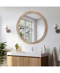 Laoties 23.6" Round Wall Mirror, Rustic Bathroom Vanity Mirror for Living Room, Bedroom and Entryway