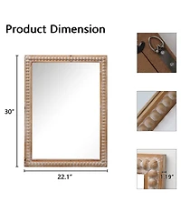 Laoties 22" x 30" Farmhouse Beaded Wood Wall Mirror, Rustic Rectangular Vanity Mirror for Bathroom and Entryway