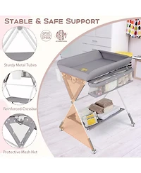 Gouun Baby Portable Foldable Diaper Changing Station with 3-Level Adjustable Height