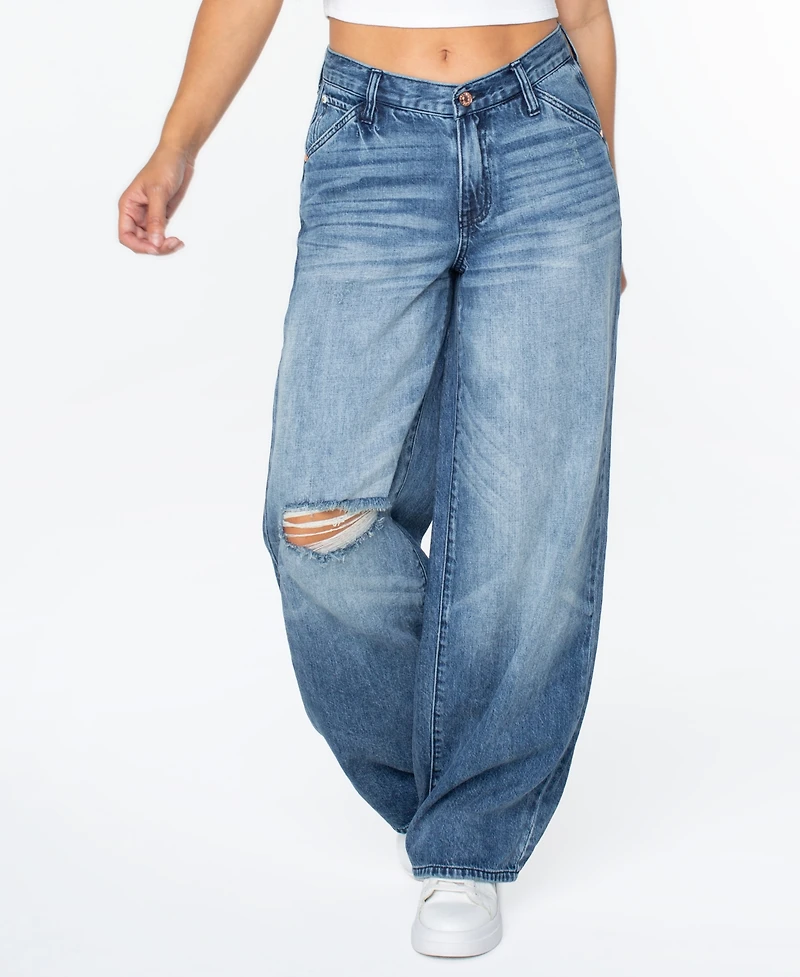 Celebrity Pink Women's Mid-Rise Wide-Leg Slouchy Jeans