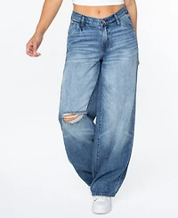 Celebrity Pink Women's Mid-Rise Wide-Leg Slouchy Jeans
