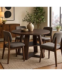 homfan 43.3 Inch Round Dining Table for 2 to 4, Pedestal Base with Storage Shelf, Space Saving for Apartment, Table Only