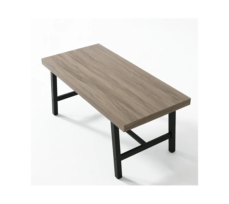 homfan 78.7 Inch Industrial Dining Table for 6 to 8, Rustic Pear Metal Frame Kitchen Table