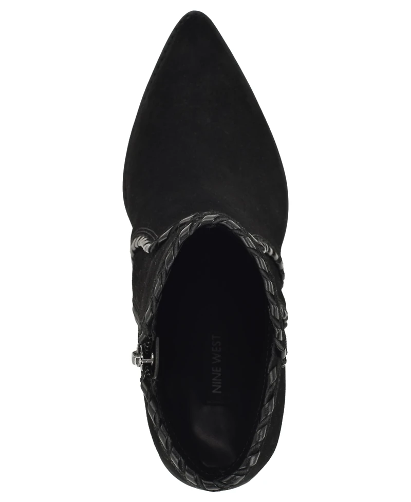 Nine West Women's Raxton Suede Whipstitch Block Heel Booties