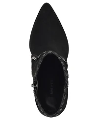 Nine West Women's Raxton Suede Whipstitch Block Heel Booties