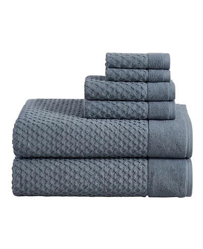 Linery & Co Cotton Diamond Waffle Texture 6pieces Bath Sheet Set