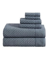 Linery & Co Cotton Diamond Waffle Texture 6pieces Bath Sheet Set