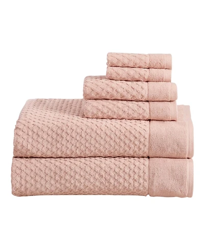Linery & Co Cotton Diamond Waffle Texture 6pieces Bath Sheet Set