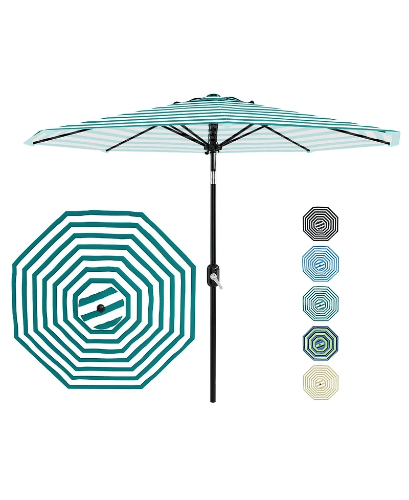 homfan Outdoor Patio Umbrella - Uv Resistant, 8 Strong Ribs, Crank Lift, Tilt Function Garden, Pool, Deck And
