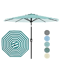 homfan Outdoor Patio Umbrella - Uv Resistant, 8 Strong Ribs, Crank Lift, Tilt Function Garden, Pool, Deck And