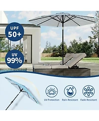 homfan Outdoor Patio Umbrella - Uv Resistant, 8 Strong Ribs, Crank Lift, Tilt Function Garden, Pool, Deck And