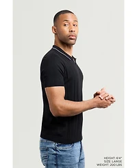 Xray Men's Johnny Collar Textured Stripe Sweater Polo