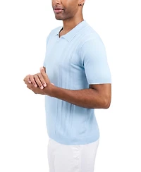 Xray Men's Johnny Collar Textured Stripe Sweater Polo