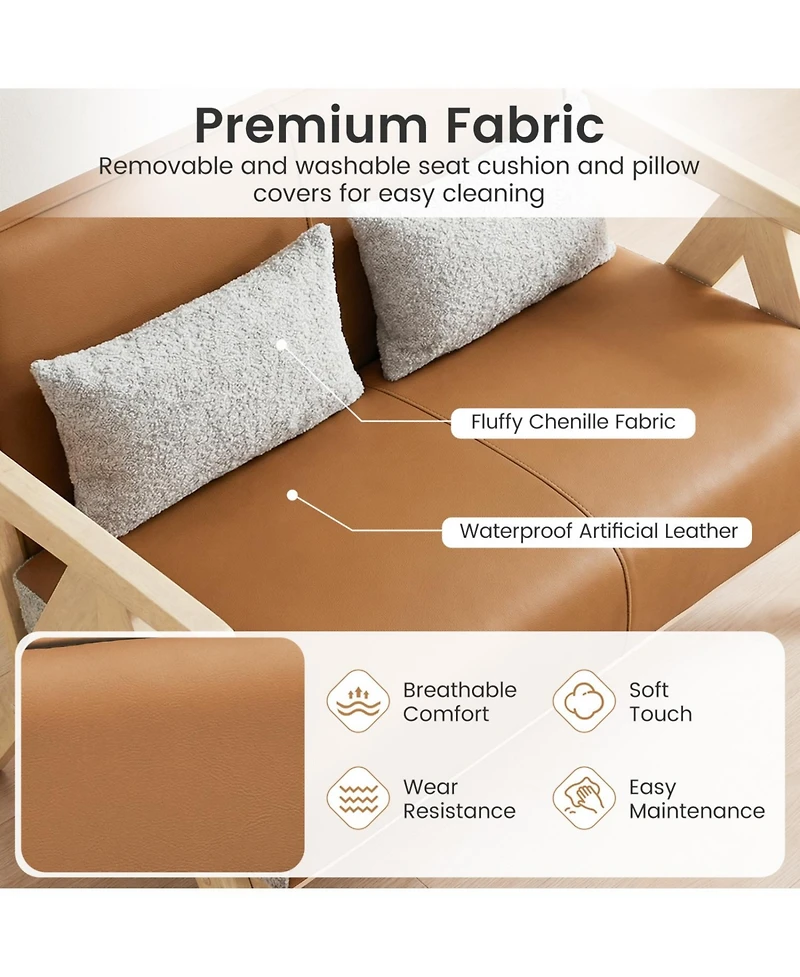 Slickblue Modern Loveseat Sofa for Small Rooms with Cushioned Seat and Wood Frame