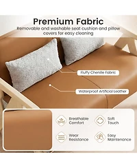 Slickblue Modern Loveseat Sofa for Small Rooms with Cushioned Seat and Wood Frame