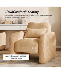 Hulala Home Blason Modern Upholstered Armchair with Lumbar Support Pillow