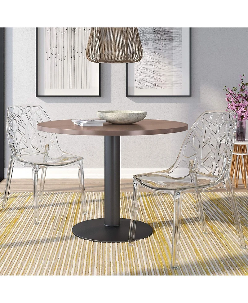 LeisureMod Cornelia Stackable Dining Chair Set of 2 Spring Cut-Out Tree Design Acrylic Accent Side for Kitchen, Living Room, and Area