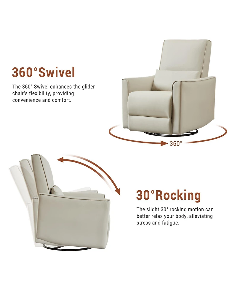 homfan Manual Swivel Rocking Recliner Chair – High Backrest, Padded Armrests, Lumbar Support, Ergonomic Single Sofa for Living Room, Nursery, or Home