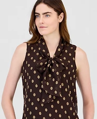 Anne Klein Women's Bow Tie Front Sleeveless Blouse
