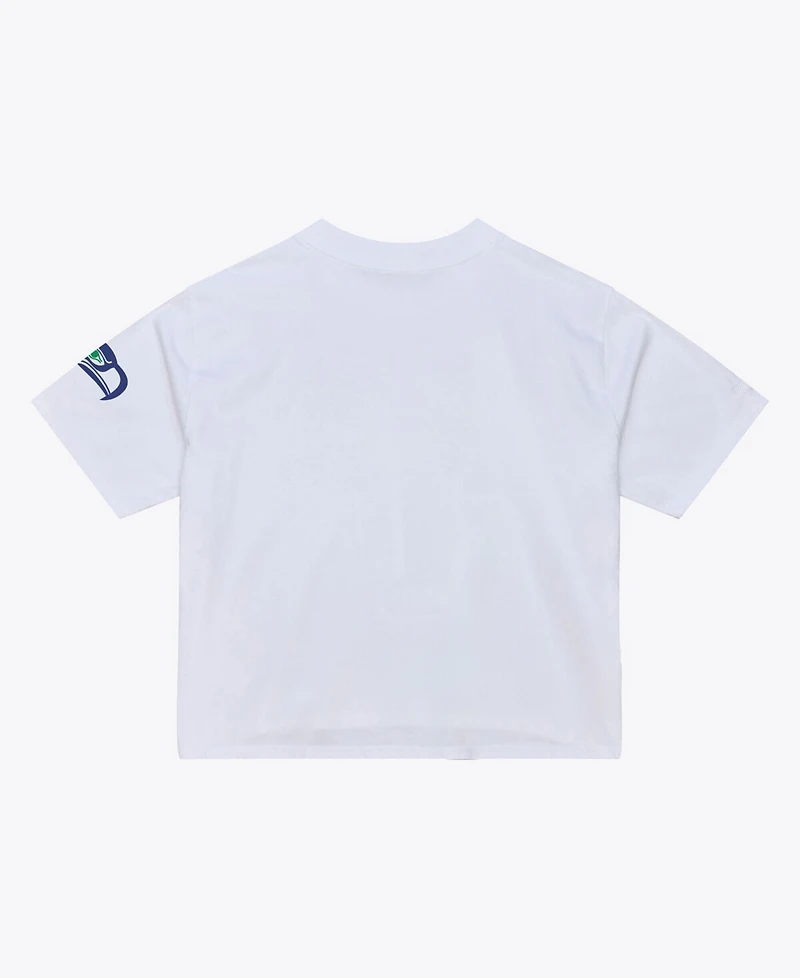 Mitchell & Ness Women's White Seattle Seahawks Head Coach Cropped T-Shirt