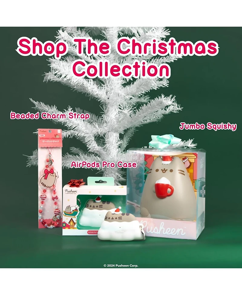 Hamee Squishy Jumbo Toy Pusheen Figure Slow Rising Cute Birthday Gift, Stress Relief, Collectible Deskterior Play Doll - Santa Hat Christmas