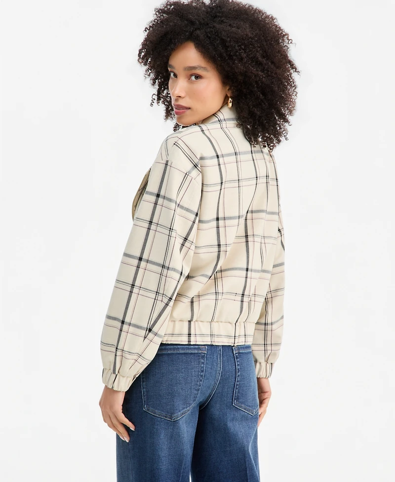 I.n.c. International Concepts Women's Arlee Oversized Plaid Biker Jacket, Macy's Exclusive
