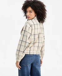 I.n.c. International Concepts Women's Arlee Oversized Plaid Biker Jacket, Macy's Exclusive