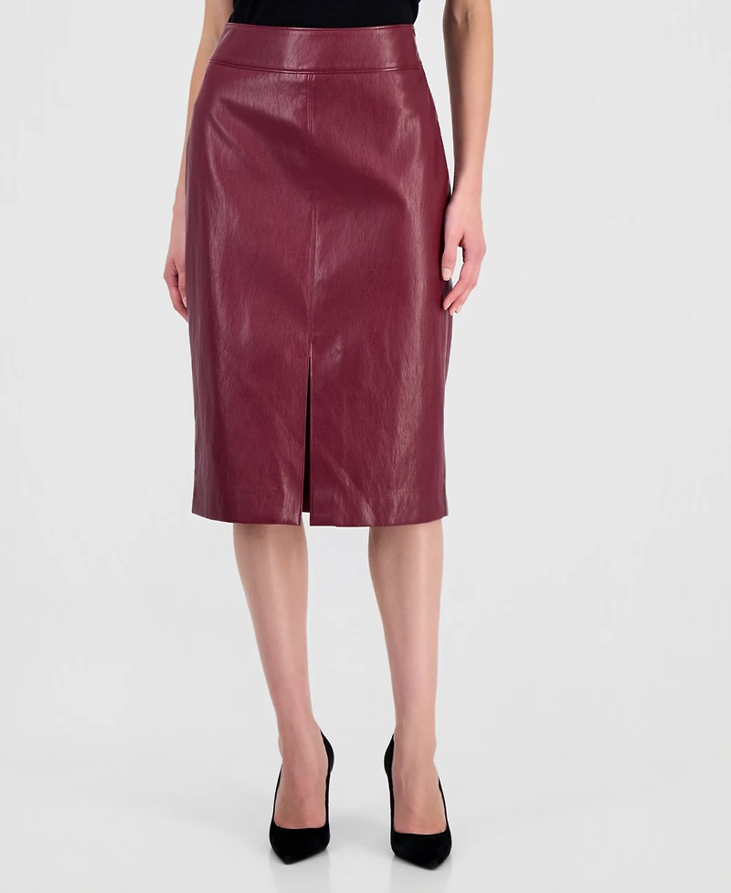 T Tahari Women's Midi Pencil Front-Slit Skirt