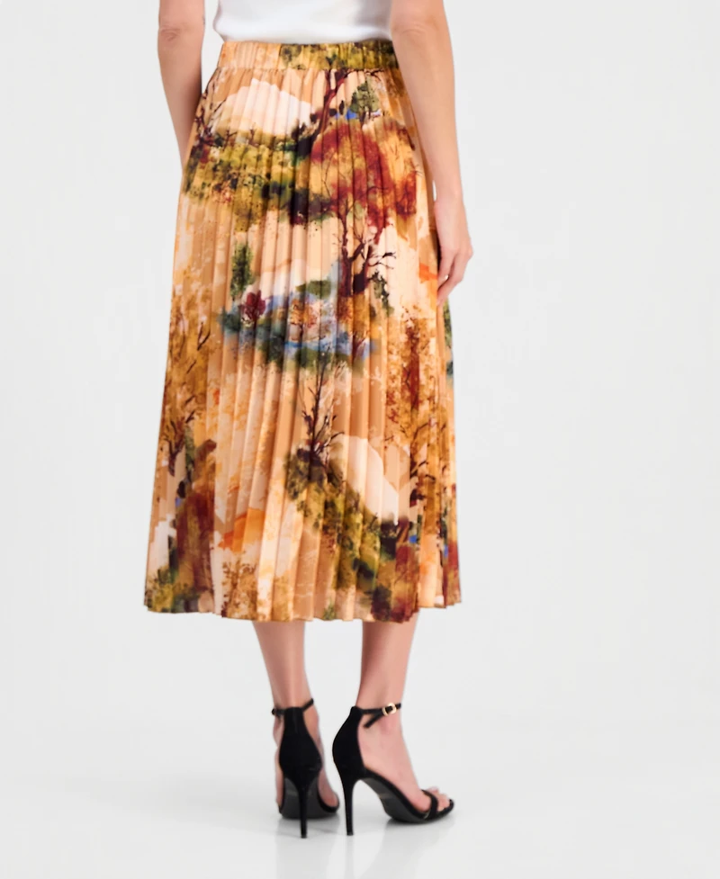 T Tahari Women's Printed Pull-On Pleated Skirt