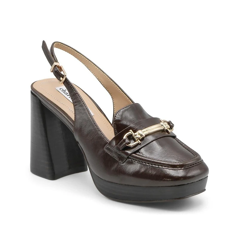 Charles David Womens Nicko High Block Heel Slingback Dress Loafer