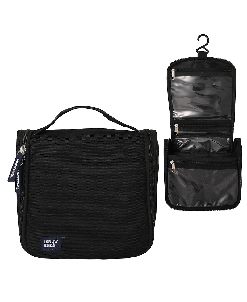 Lands' End Small Hanging Toiletry Bag for Travel, Canvas Dopp Kit Hygiene