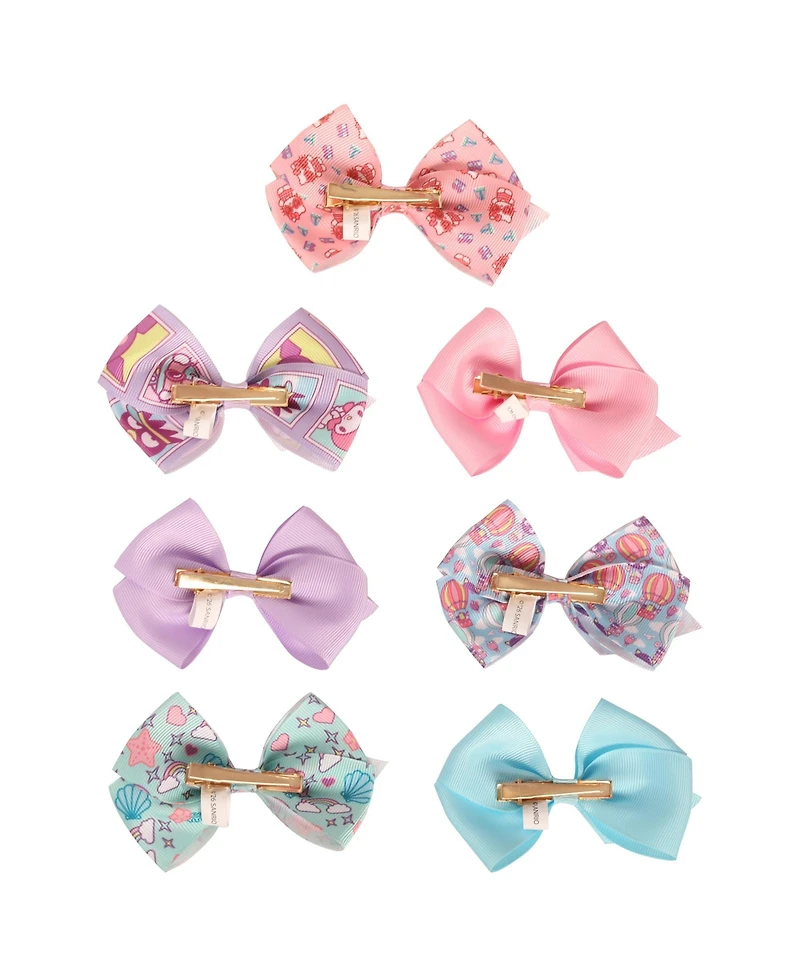 Hello Kitty and Friends Bows for Hair 7-Piece Set Official License, Sanrio Hair Accessories with Kuromi and Badtz-Maru