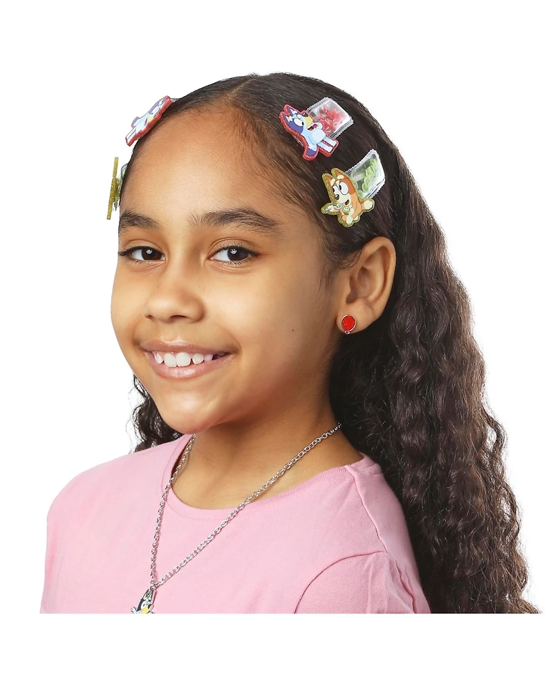 Bluey Hair Clip 6-Piece Set Official License, Snap Back Shaker Hair Clips, Bluey Accessories